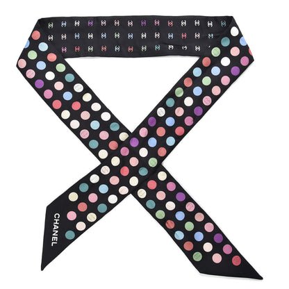 Chanel Silk Polka Dot CC Slim Bandeau Black Multicolor 1 of 4