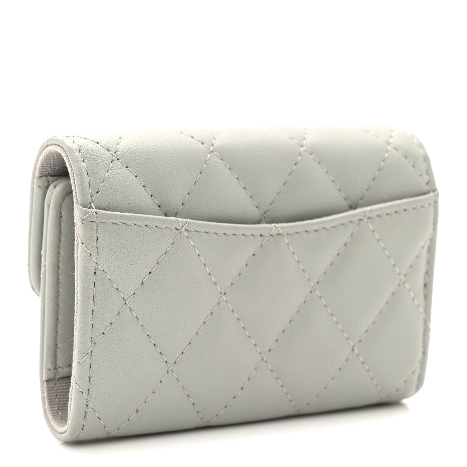 Chanel Lambskin Quilted Classic 4 Key Holder Wallet Grey 1825253