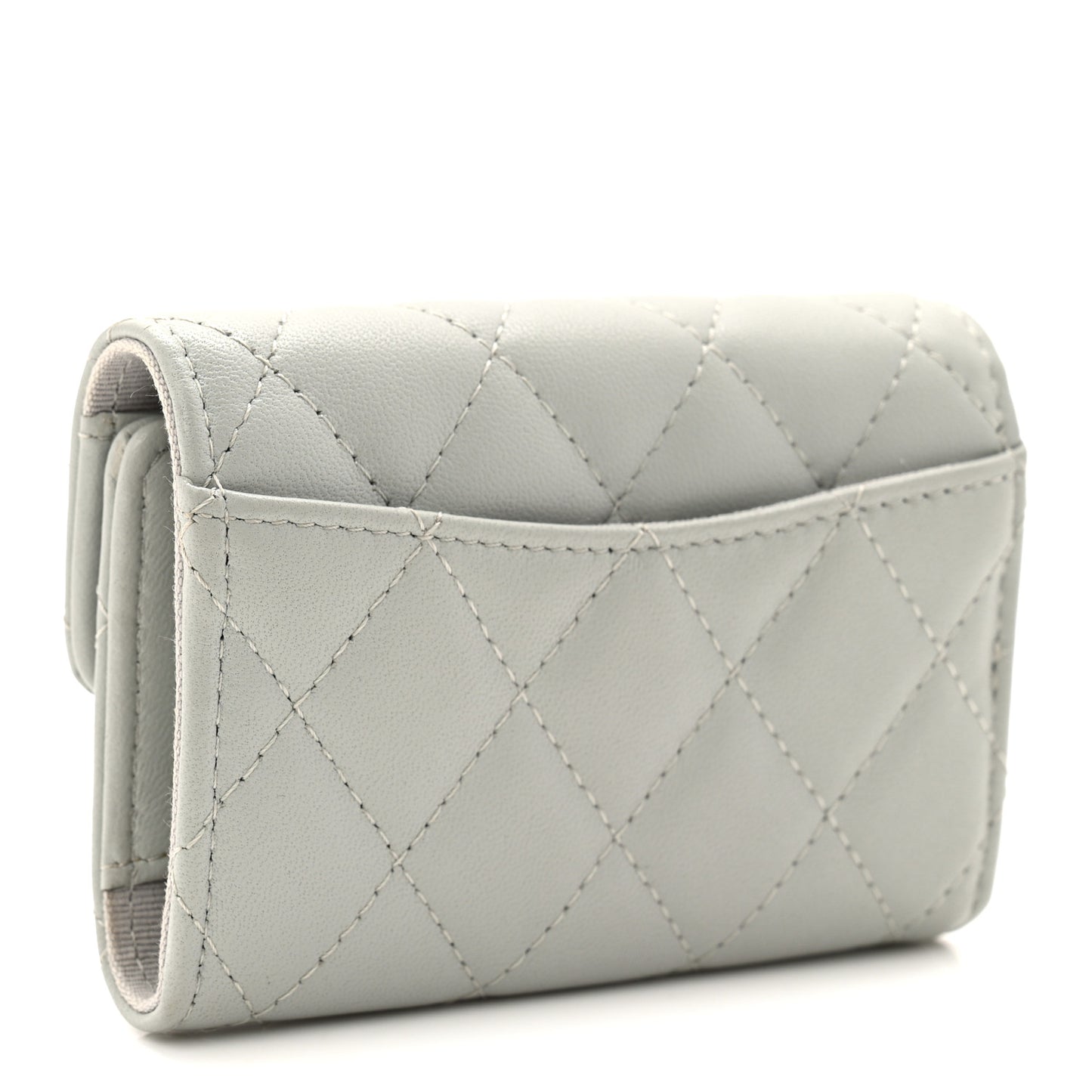 Lambskin Quilted Classic 4 Key Holder Wallet Grey