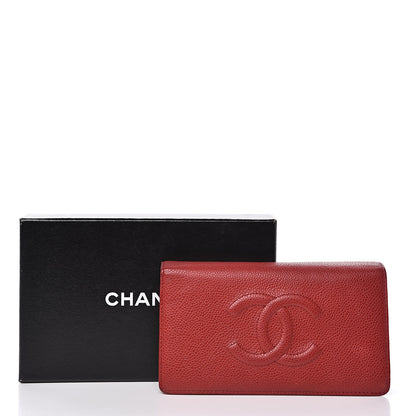 Chanel Caviar Timeless CC Yen Wallet Red 17 of 17