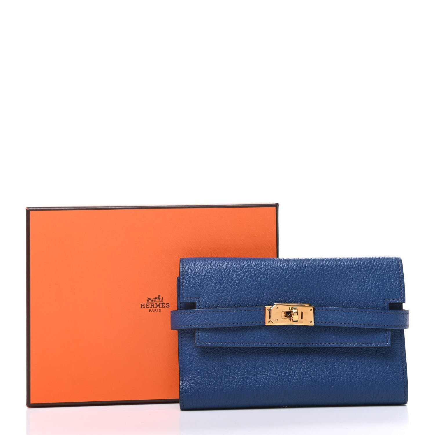 Hermes Chevre Mysore Medium Kelly Wallet Bleu Thalassa 9 of 9