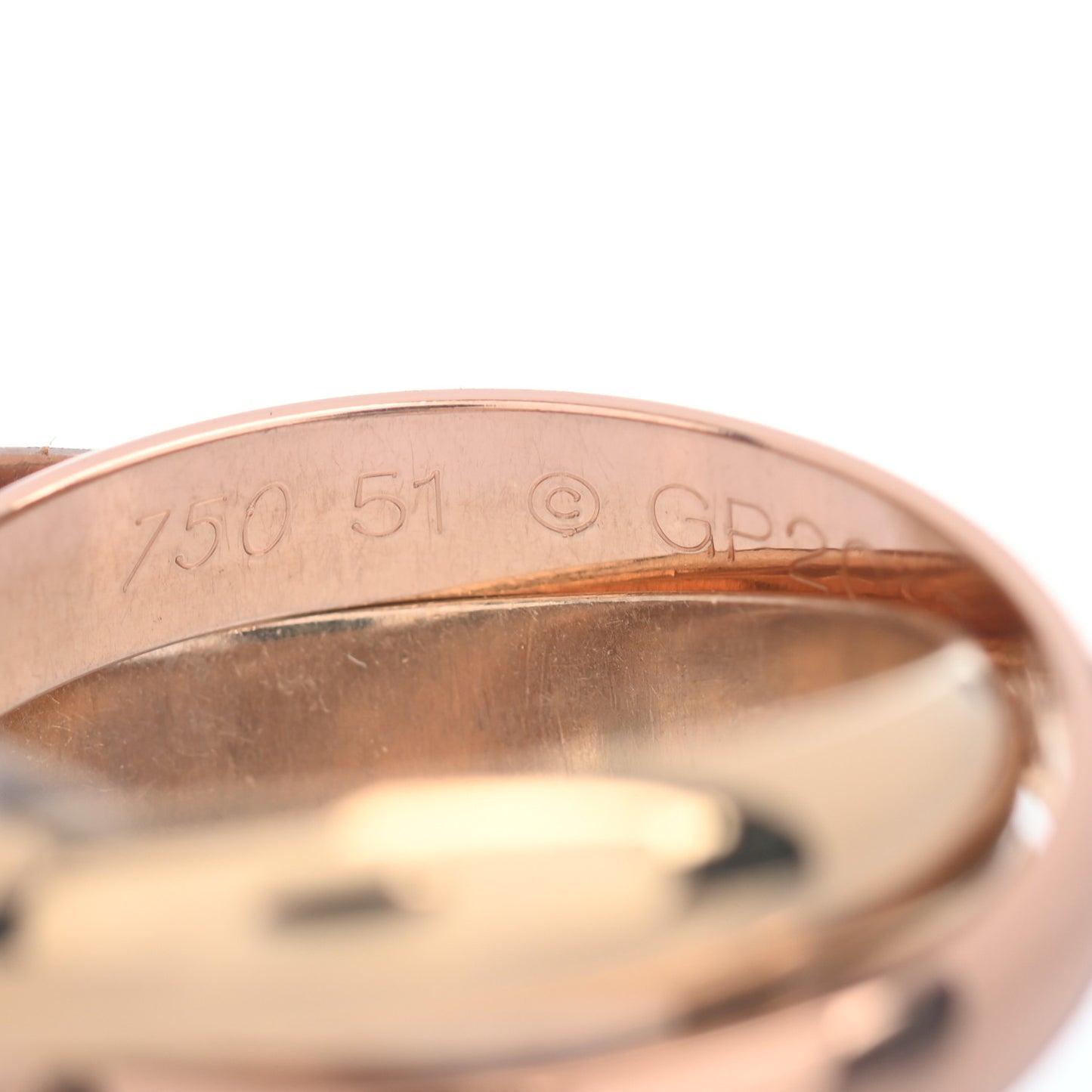 18K Pink Yellow White Gold Classic Trinity Ring 51 5.75