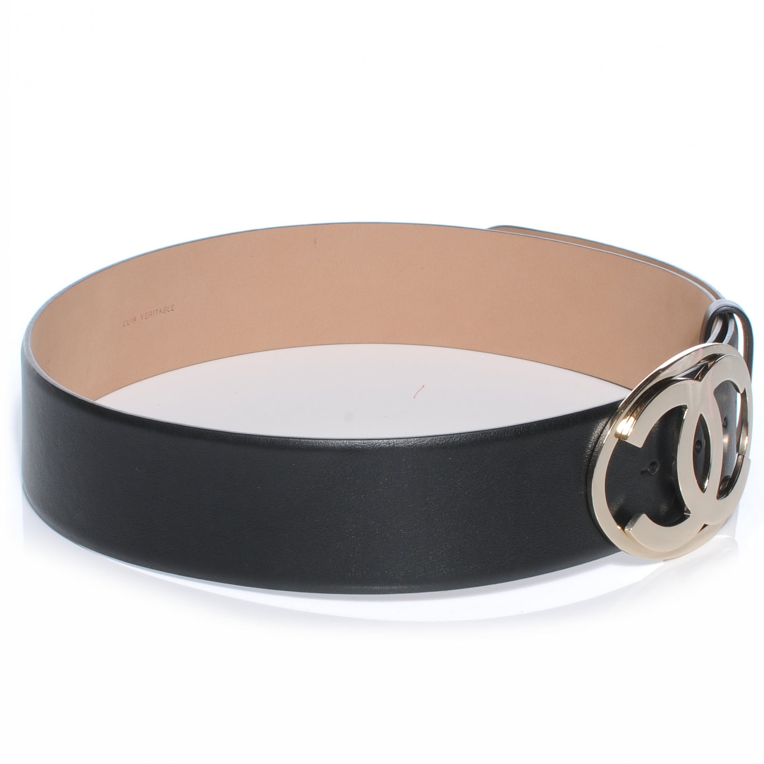 Chanel Leather CC Logo Belt 80 32 Black 3 of 6