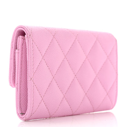 Chanel Caviar Metal Perforated Quilted CC Flap Card Holder Pink Green 2 of 9