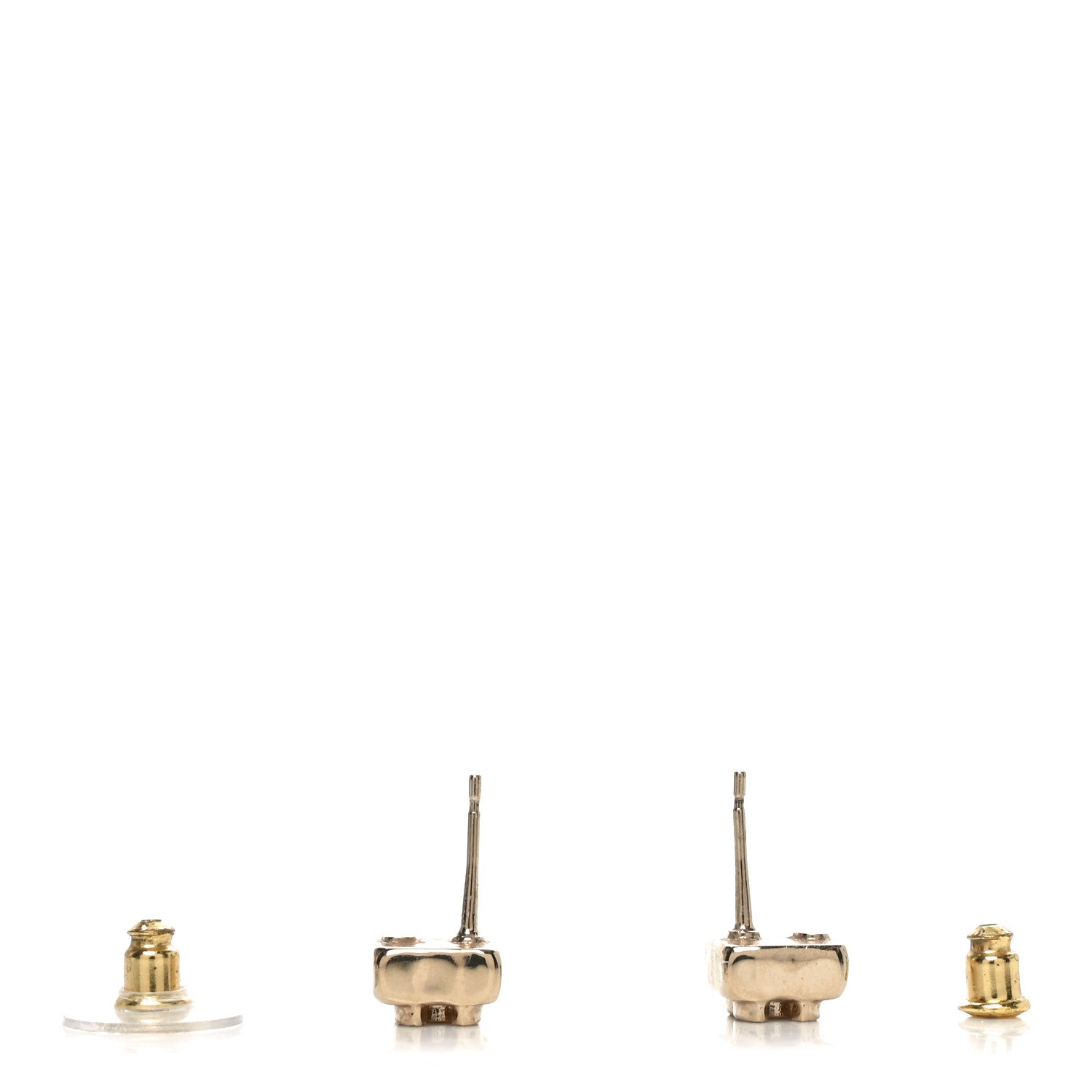Chanel Metal Crystal Mini Square CC Earrings Gold 3 of 4