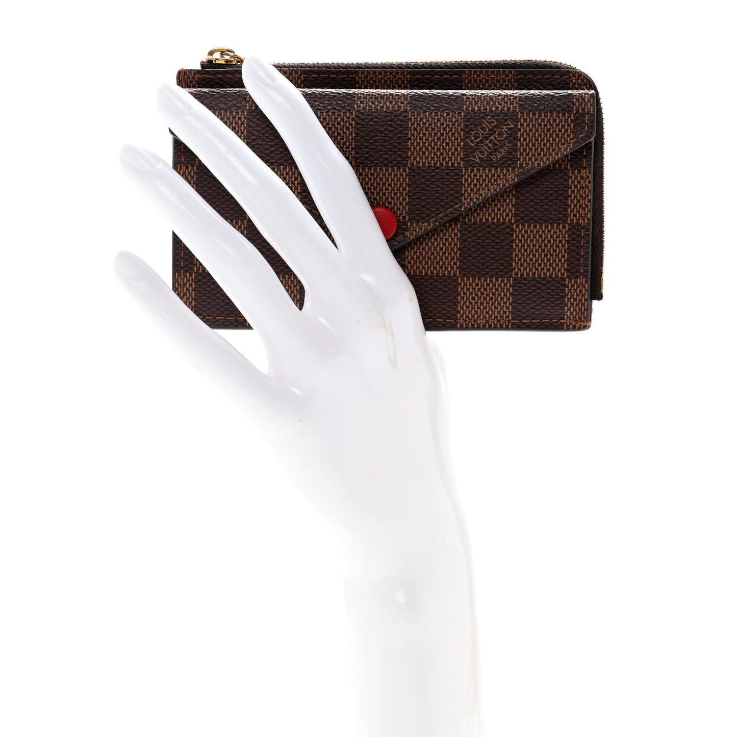 Damier Ebene Recto Verso Card Holder Red