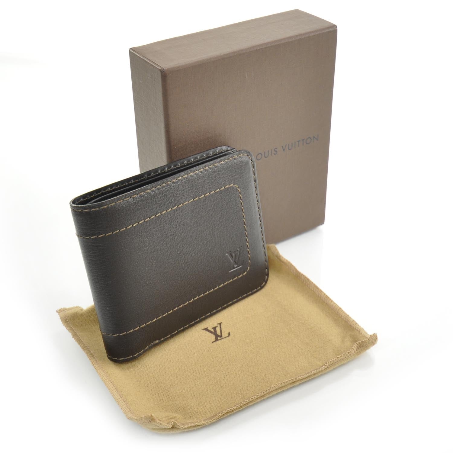 Louis Vuitton Utah Leather Billfold 6 Cards Wallet Coffee 3 of 9