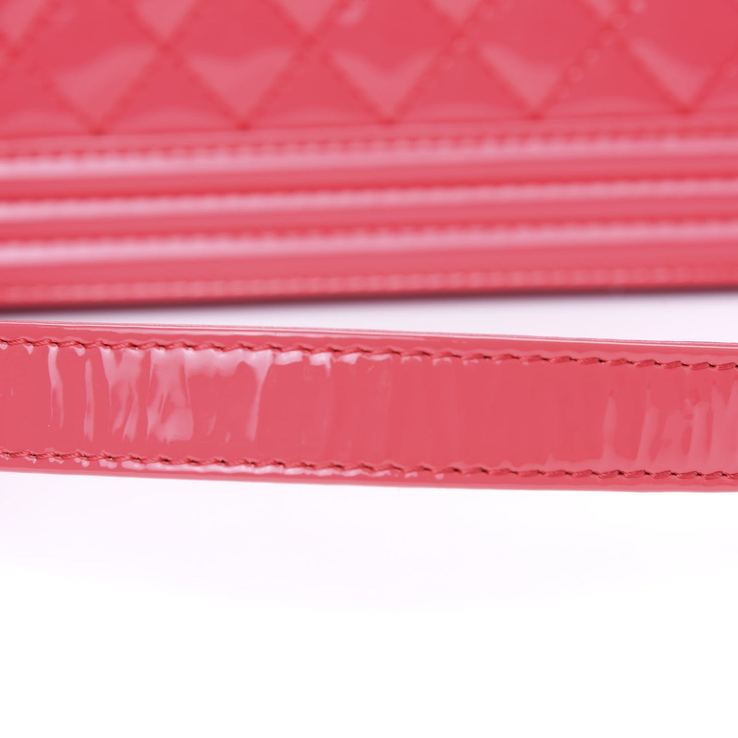 Patent Calfskin Enamel Quilted Medium Boy Flap Pink