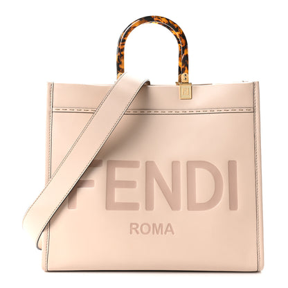 Fendi Vitello King Plexiglass Logo Embossed Medium Fendi Sunshine Shopper Tote Light Rose 1 of 9