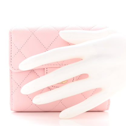 Chanel Caviar Quilted Compact Flap Wallet Light Pink 2 of 8