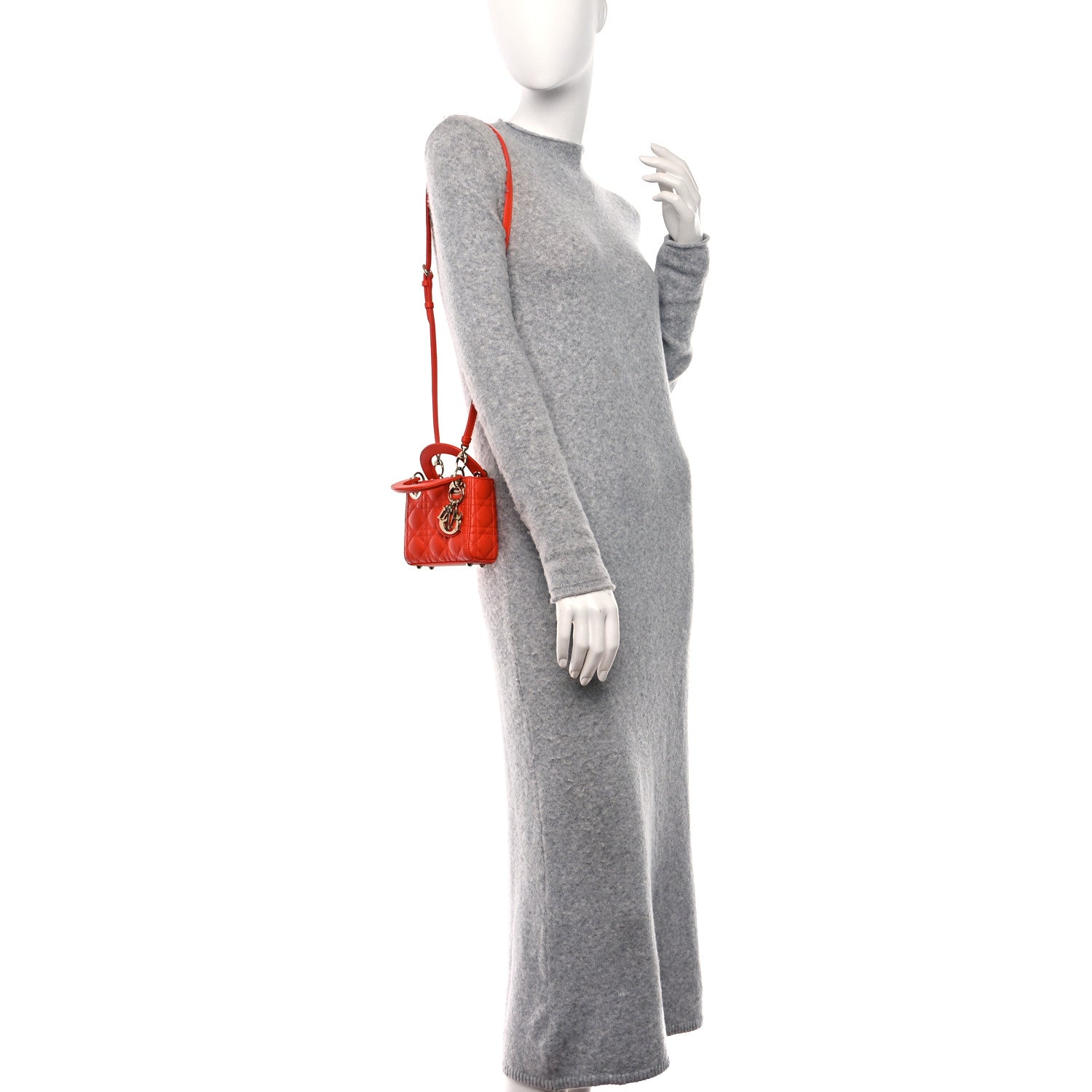 Christian Dior Lambskin Cannage Micro Lady Dior Orange 2 of 10