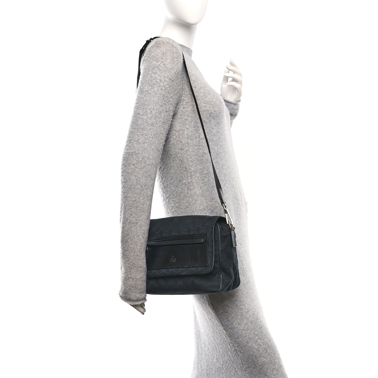 Monogram Flap Pocket Messenger Bag Black