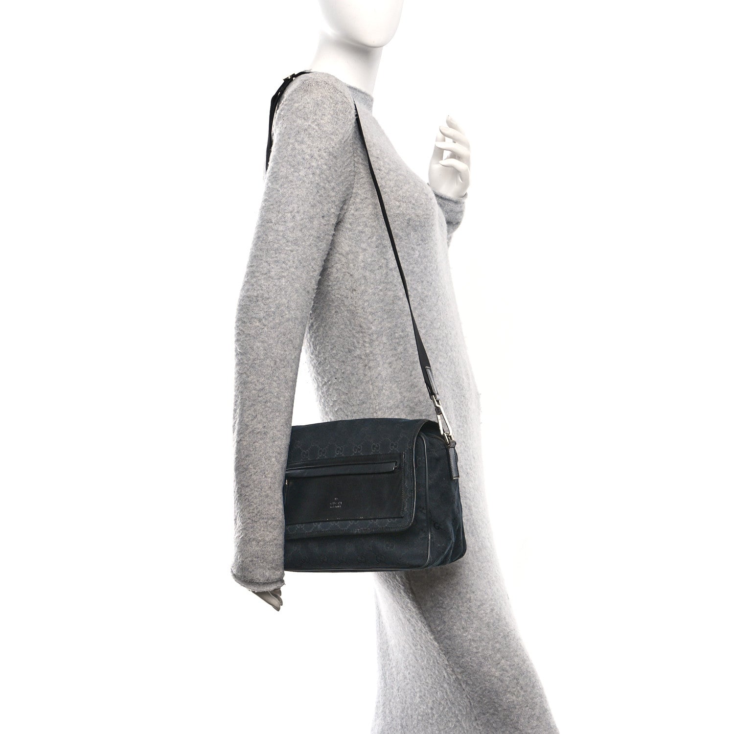 Gucci Monogram Flap Pocket Messenger Bag Black 2 of 10