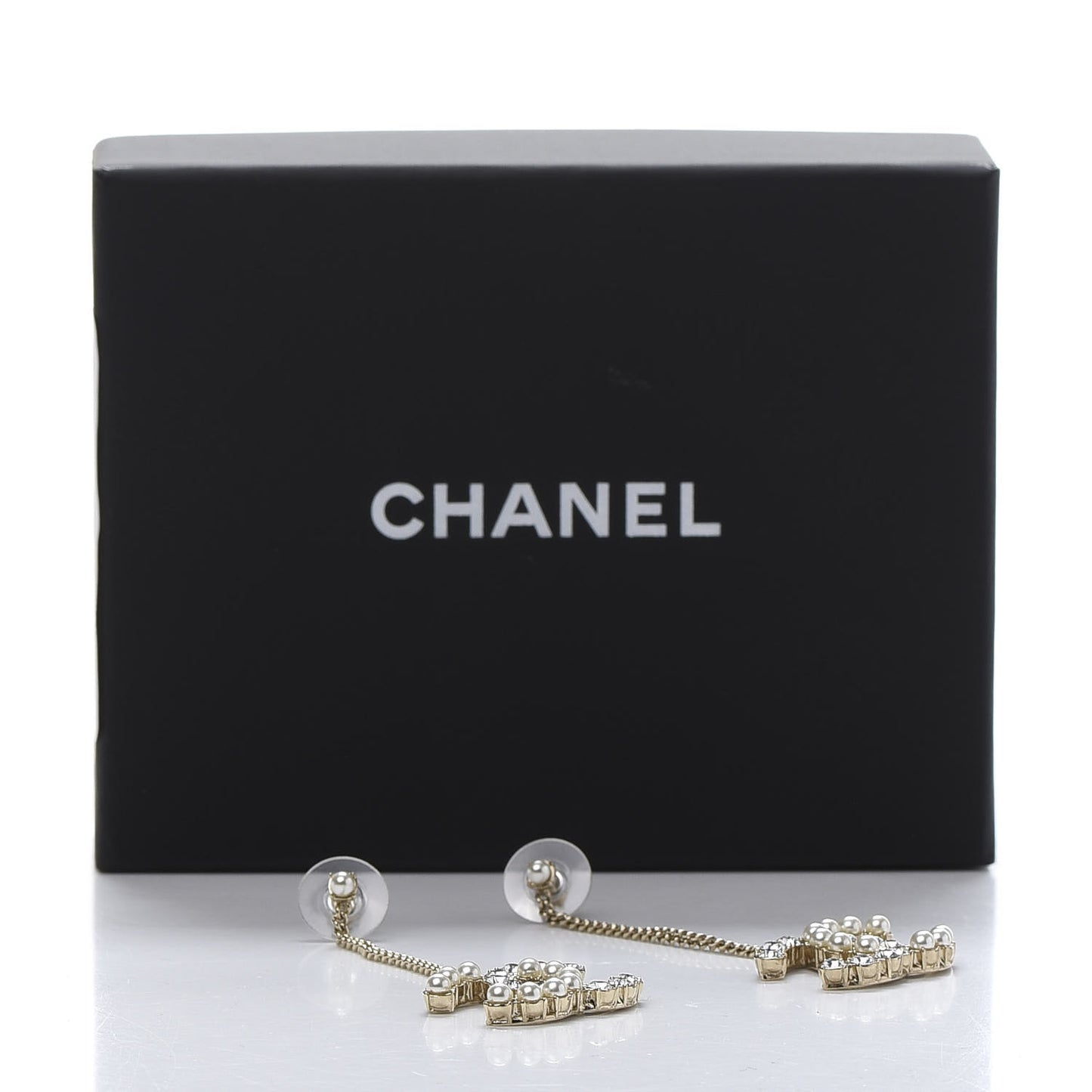 Crystal Pearl Dazzling Domino Drop Earrings Matte Gold