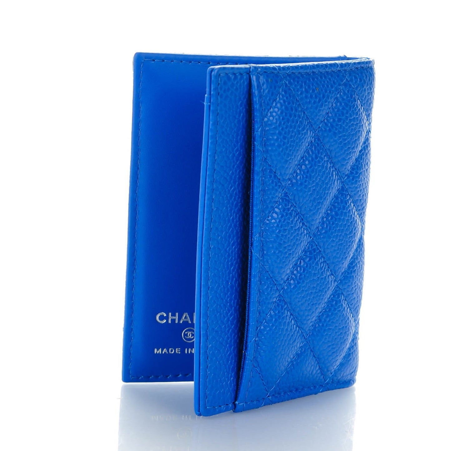 Caviar Quilted Card Holder Blue