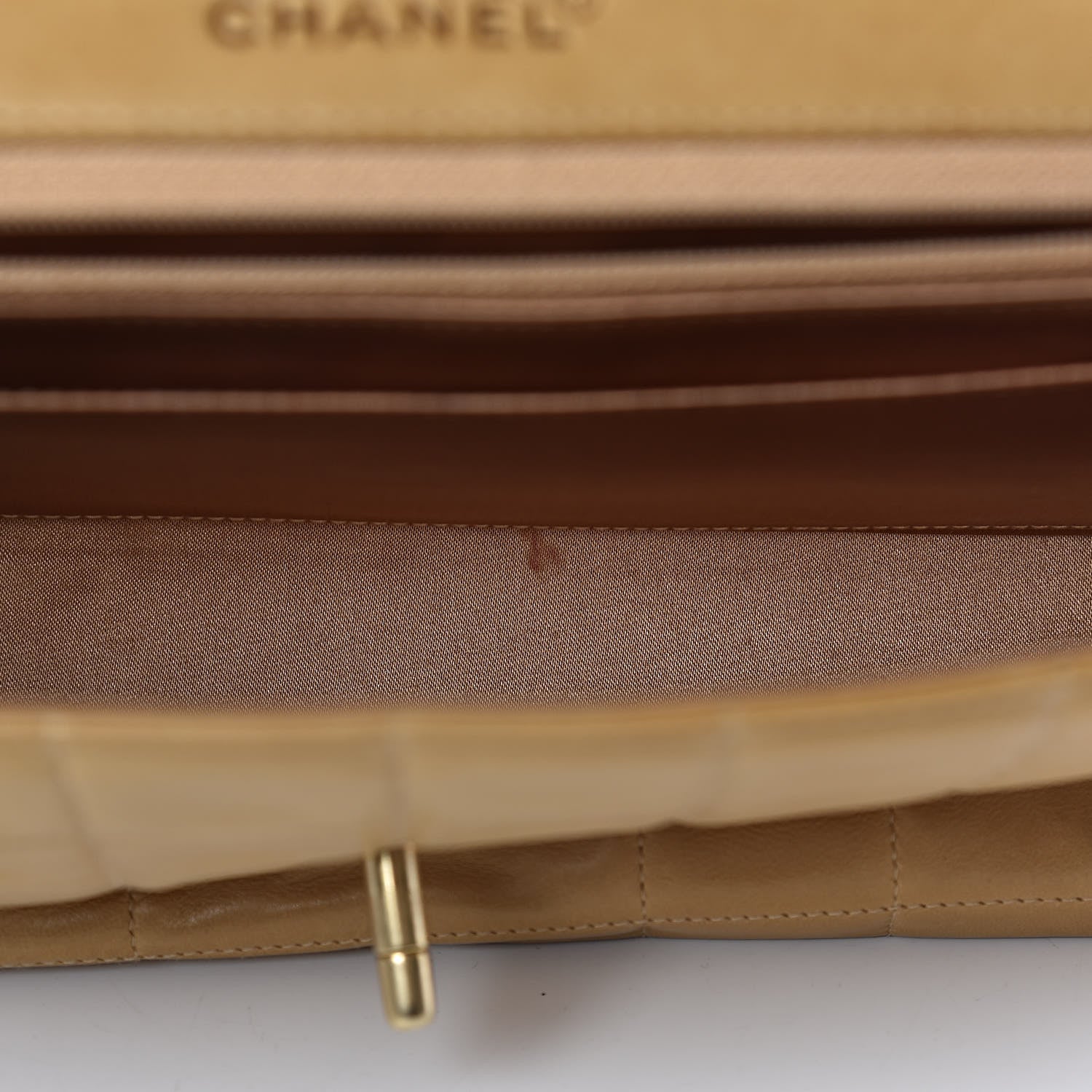 Chanel Lambskin Quilted Medium Chocolate Bar Flap Beige 12 of 17