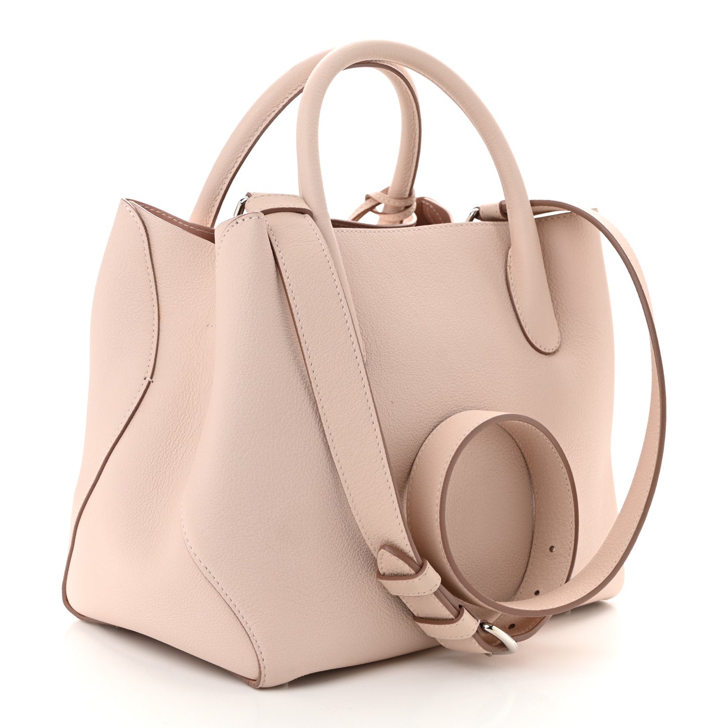 Supple Grained Calfskin Medium Open Bar Tote Rose Poudre