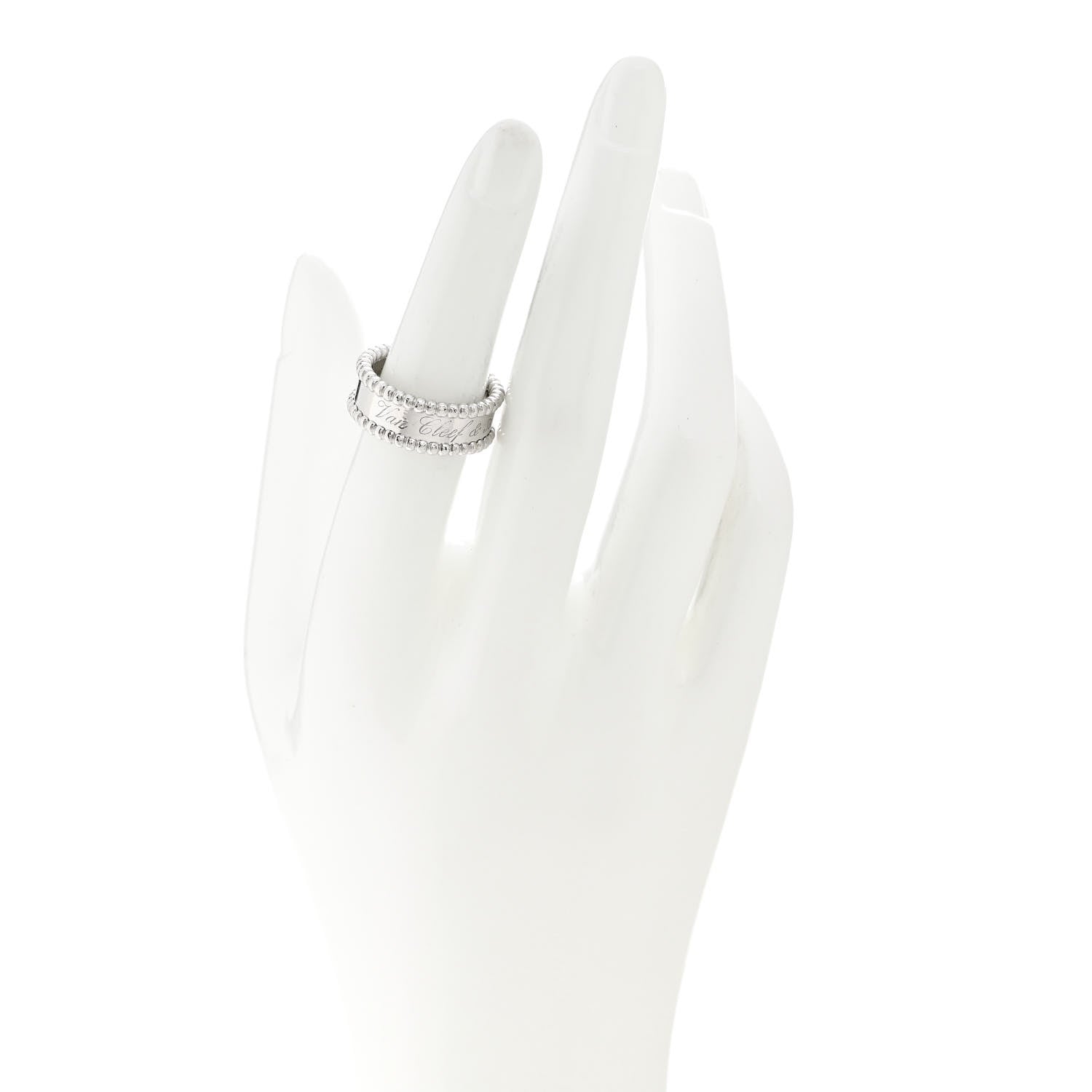 Van Cleef & Arpels 18K White Gold Perlee Signature Ring 53 6.5 2 of 8