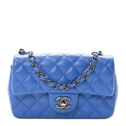 Chanel Caviar Quilted Mini Rectangular Flap Blue 2 of 23