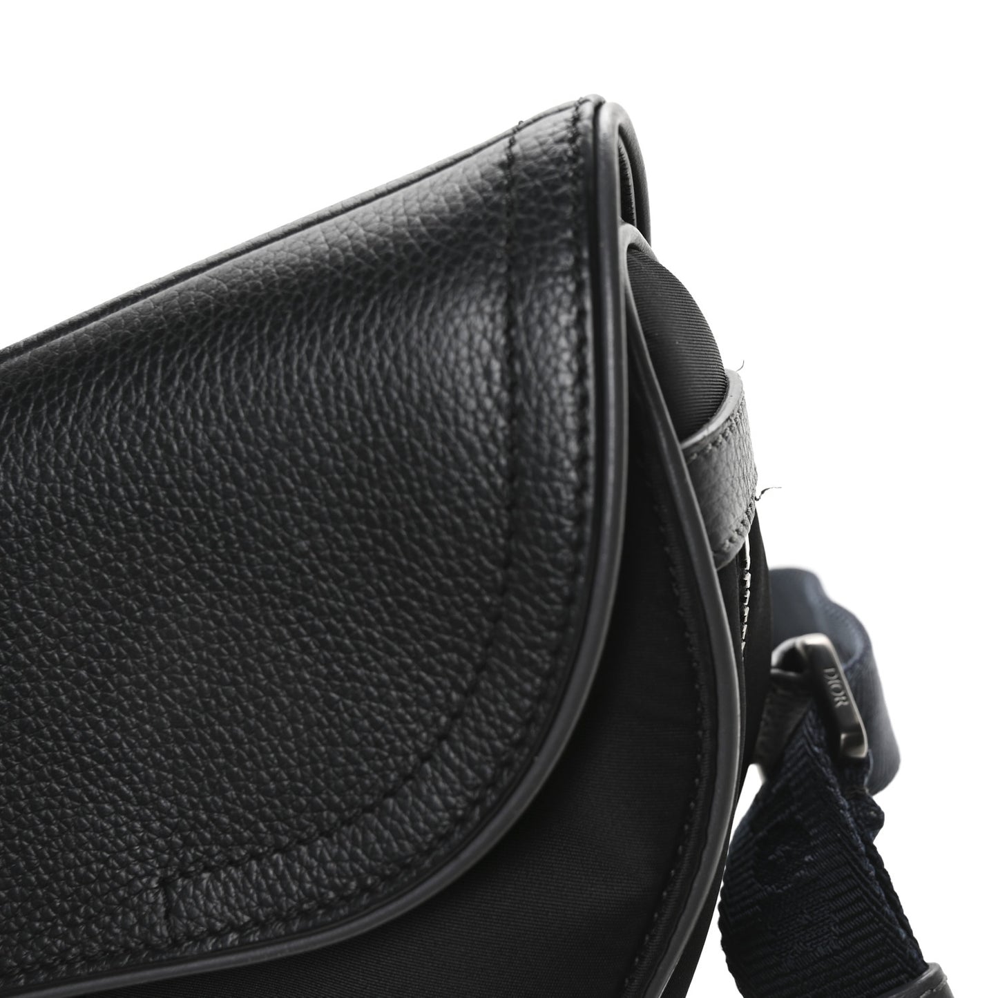 Nylon Grained Calfskin Saddle Bag Black Multicolor