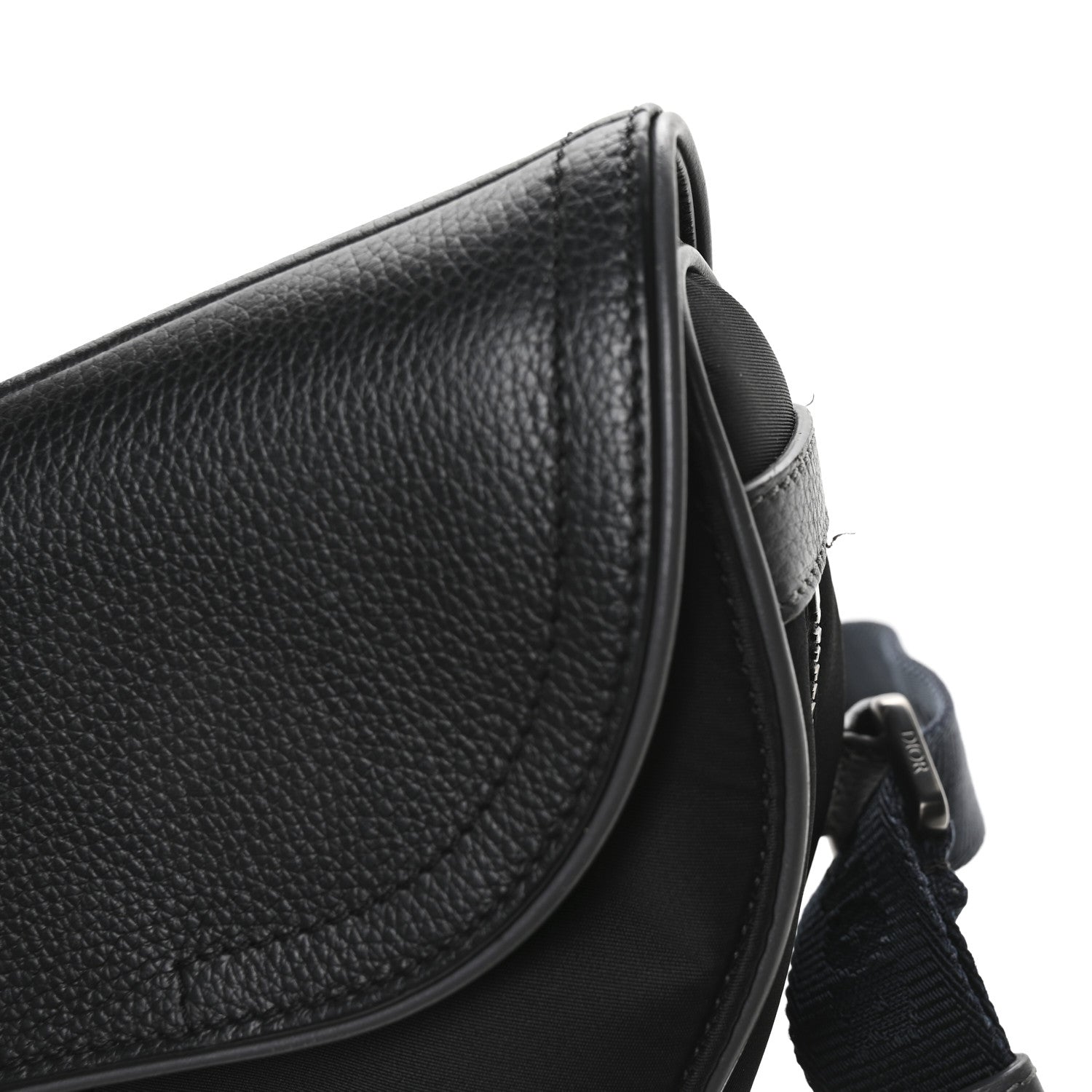 Christian Dior Nylon Grained Calfskin Saddle Bag Black Multicolor 12 of 12