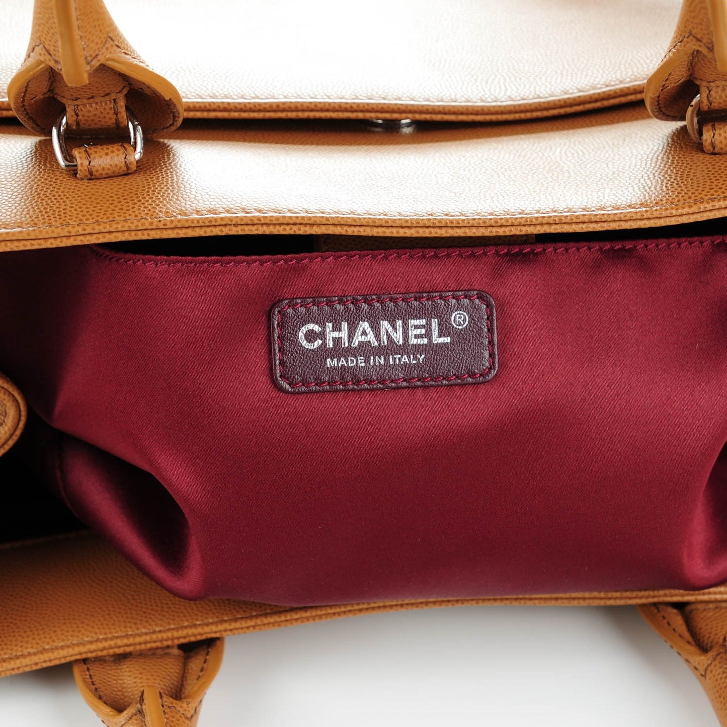 Caviar Medium Cerf Executive Shopper Tote Dark Beige