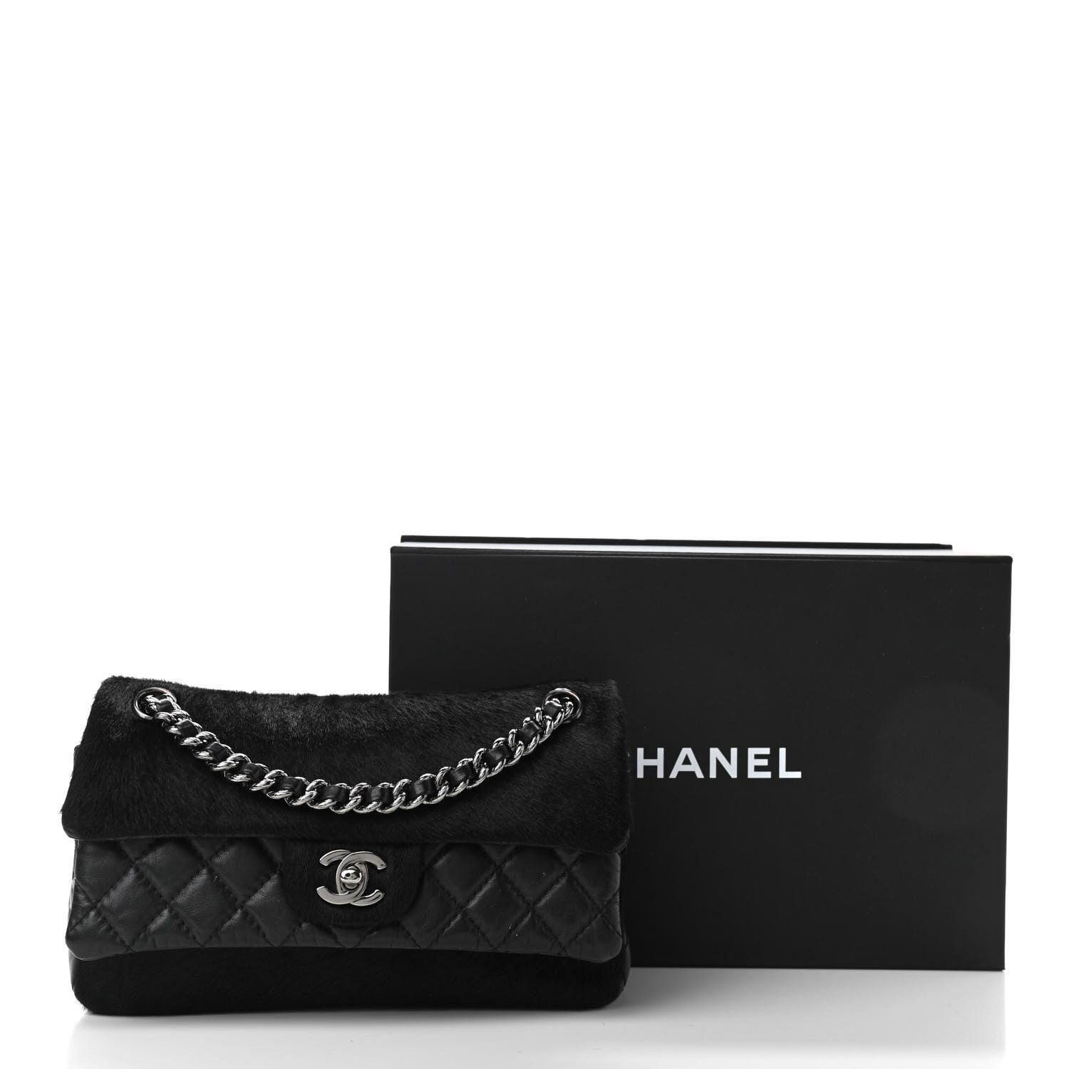 Chanel Aged Calfskin Miss Pony Fur Medium Flap Black 10 of 10