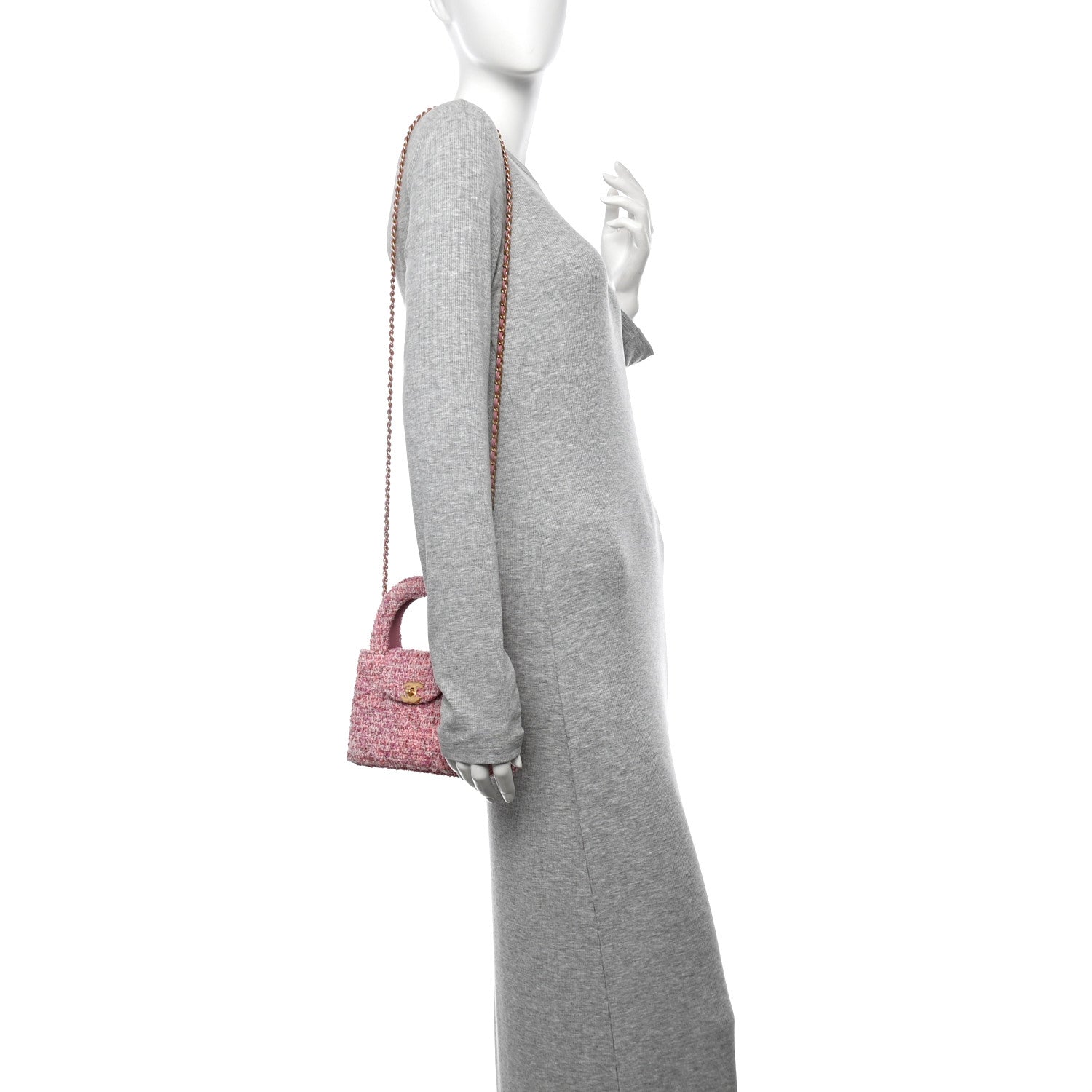 Chanel Tweed Quilted Nano Kelly Shopper Pink 2 of 11