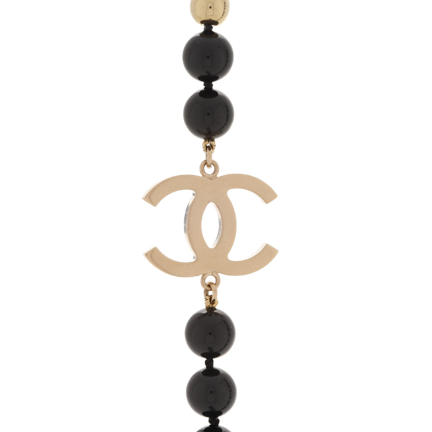 Chanel Beaded CC Long Necklace Black Gold 4 of 5