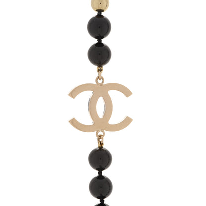 Chanel Beaded CC Long Necklace Black Gold 4 of 5