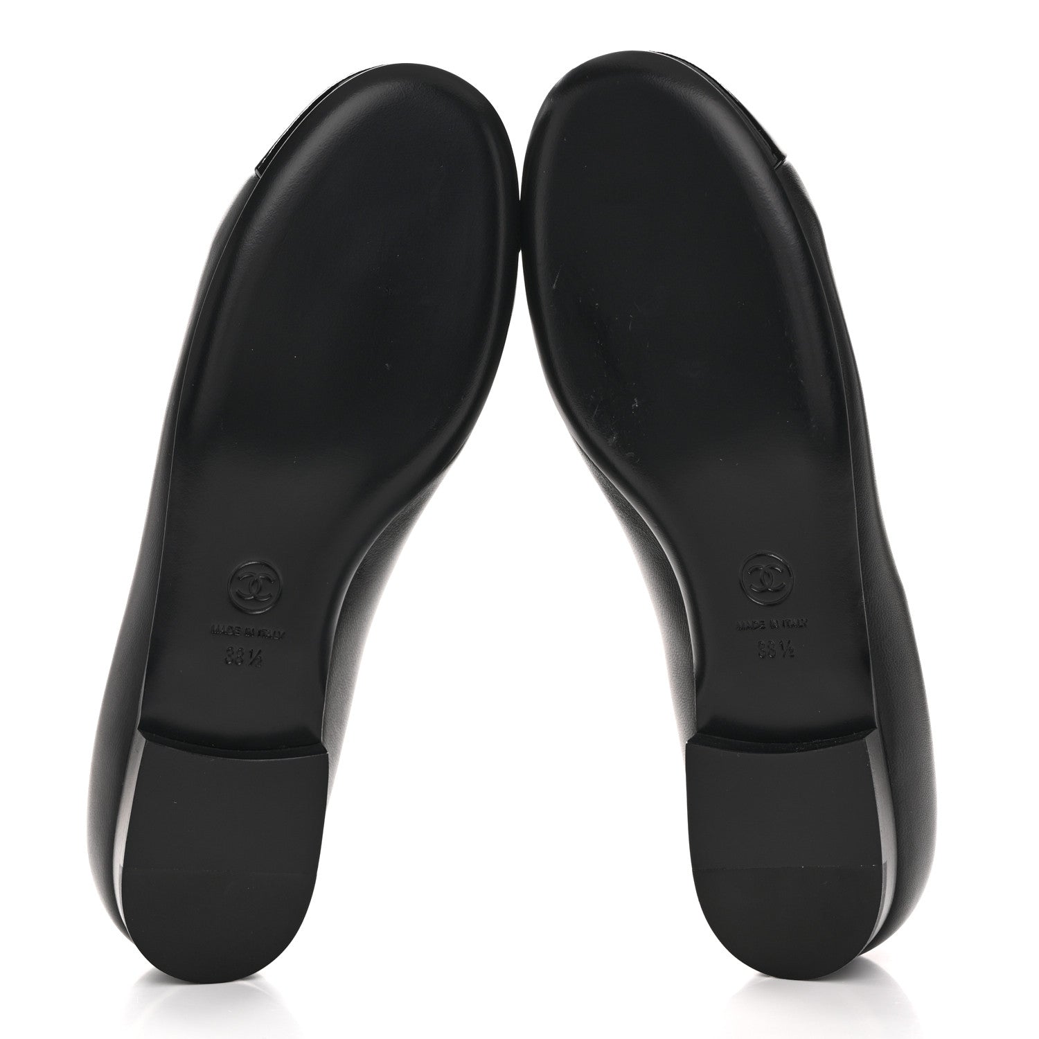 Chanel Lambskin Patent Cap Toe Chain Around Ballerina Flats 38.5 Black 6 of 11