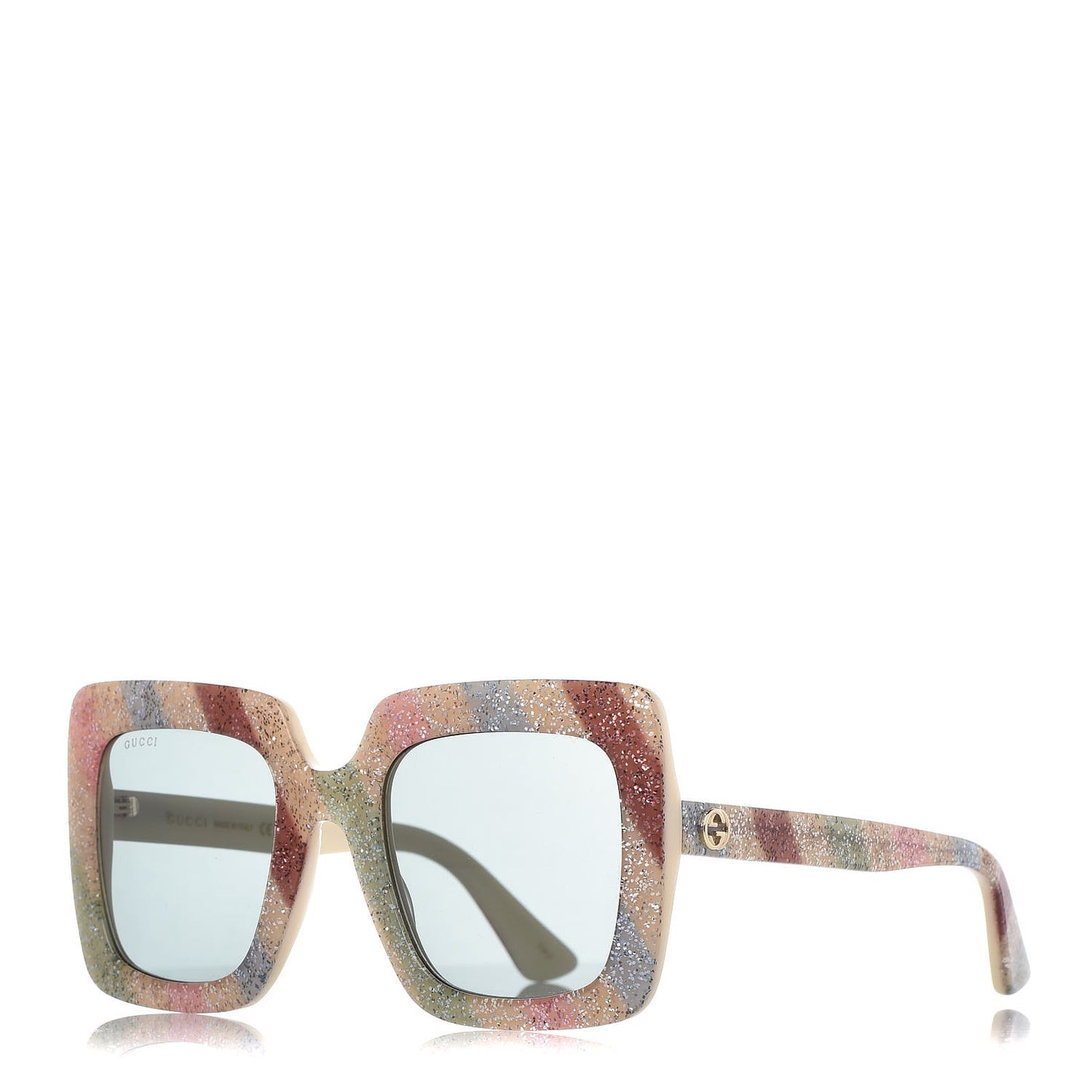 Square Frame Stripe Glitter GG0328S Sunglasses Ivory Multicolor