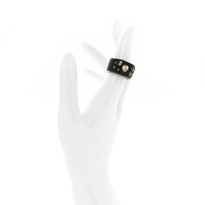 Chanel Resin Crystal Heart CC Heart Ring 52 6 Black 2 of 4