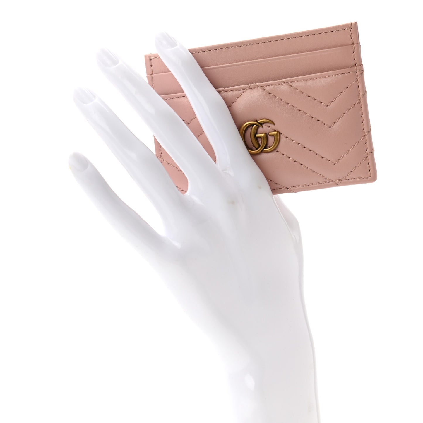 Calfskin Matelasse GG Marmont Card Holder Perfect Pink
