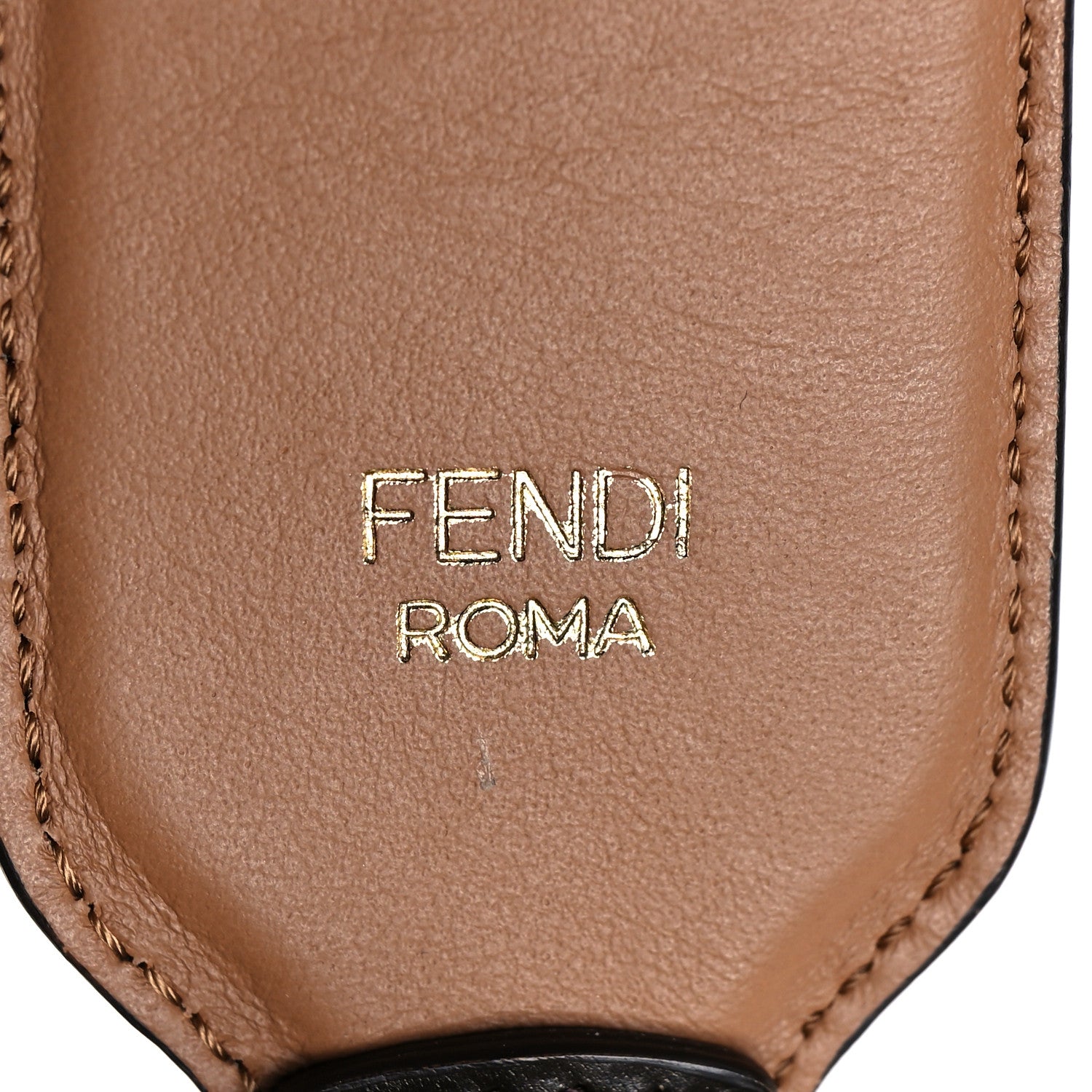 Fendi Calfskin FF 1974 Embossed Mini Strap You Tobacco Black 4 of 5
