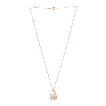 Hermes 18K Rose Gold Diamond Constance Amulettes Pendant Necklace 3 of 7