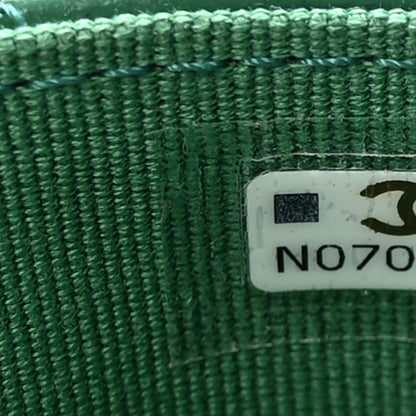 Chanel Lambskin Quilted Flap Card Holder Wallet Green 8 of 9
