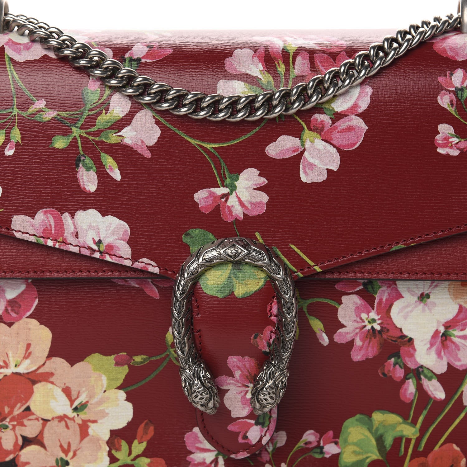Gucci Calfskin Blooms Print Medium Dionysus Shoulder Bag Romantic Cherry Multicolor 10 of 10