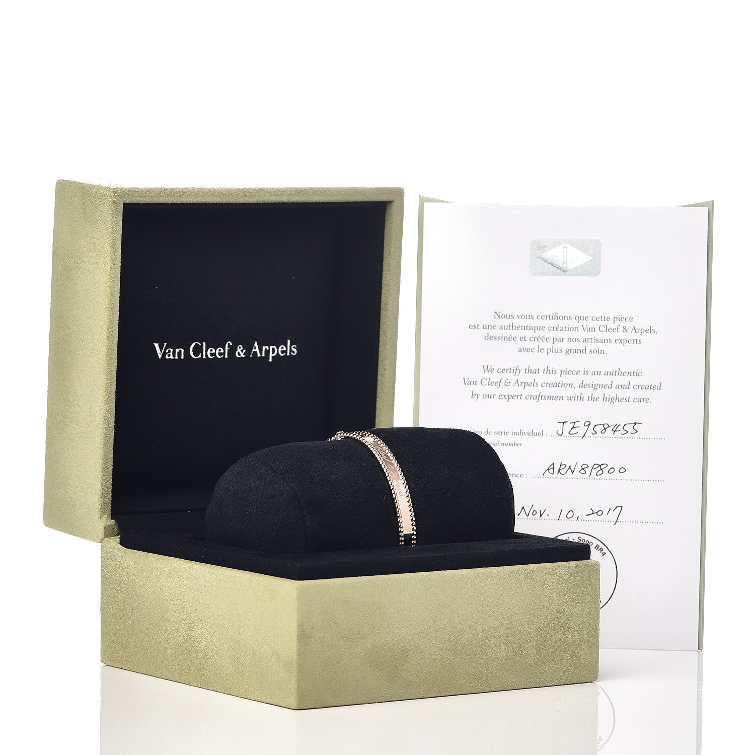 Van Cleef & Arpels 18K Rose Gold Perlee Signature Bangle Bracelet S 5 of 5