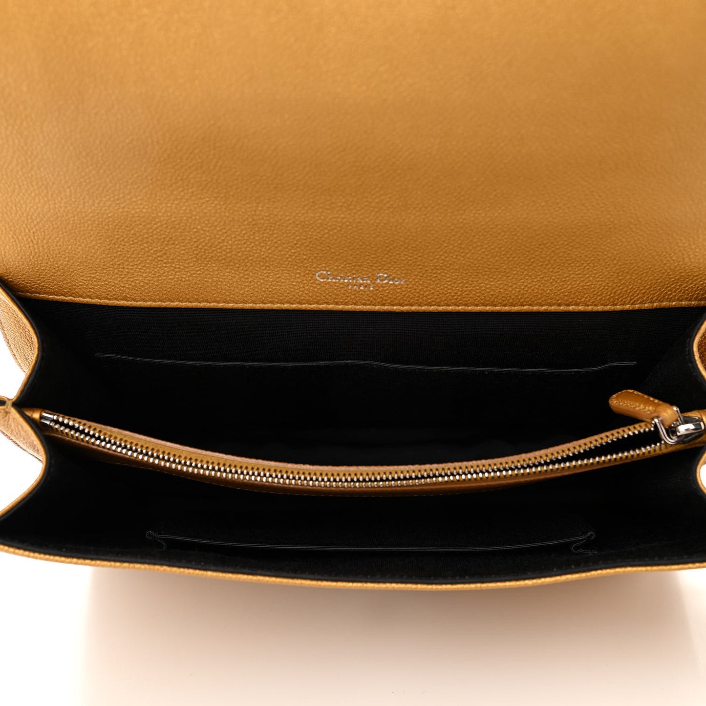 Metallic Grained Calfskin Diorama Satchel Gold