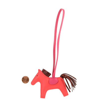 Hermes Milo Lambskin Grigri Rodeo Bag Charm PM Rose Jaipur Shocking Rouge H 2 of 4