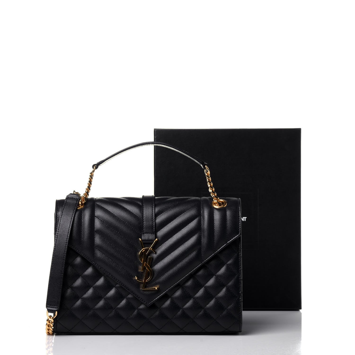 Saint Laurent Grain De Poudre Textured Mixed Matelasse Triquilt Medium Monogram Satchel Deep Marine 11 of 11