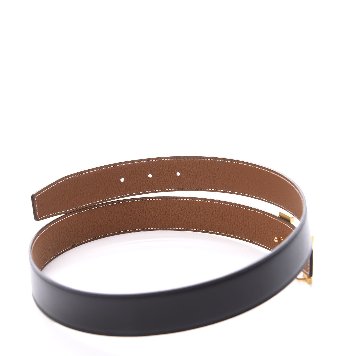 Hermes Box Togo 32mm H Belt 80 Black Gold 4 of 8