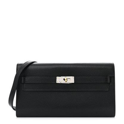 Hermes Chevre Chamkila Kelly Wallet To Go Black 1 of 11