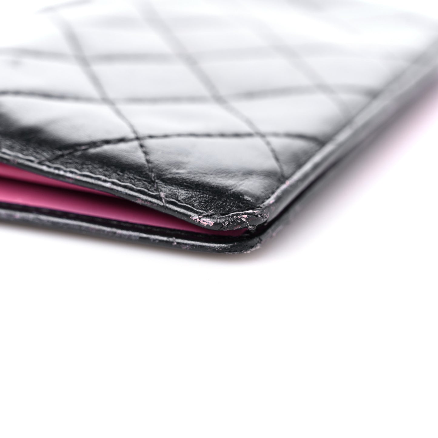 Calfskin Quilted Cambon Yen Wallet Black