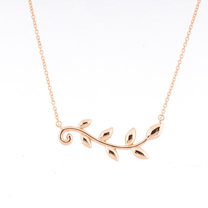 Tiffany 18K Rose Gold Olive Leaf Vine Pendant Necklace 3 of 5