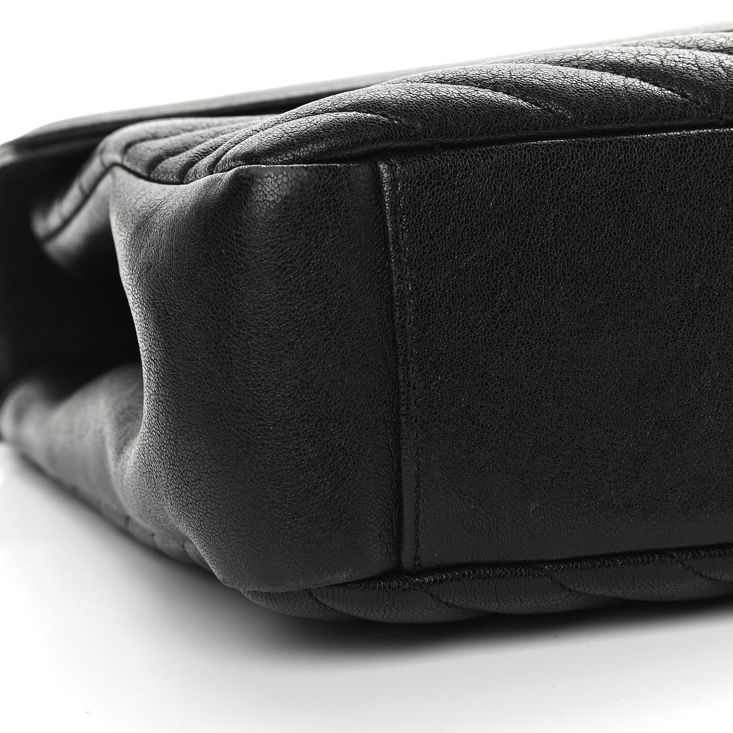 Sheepskin Matelasse Chevron Monogram Monochrome Large College Satchel Black