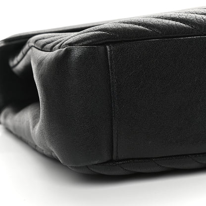 Saint Laurent Sheepskin Matelasse Chevron Monogram Monochrome Large College Satchel Black 7 of 10