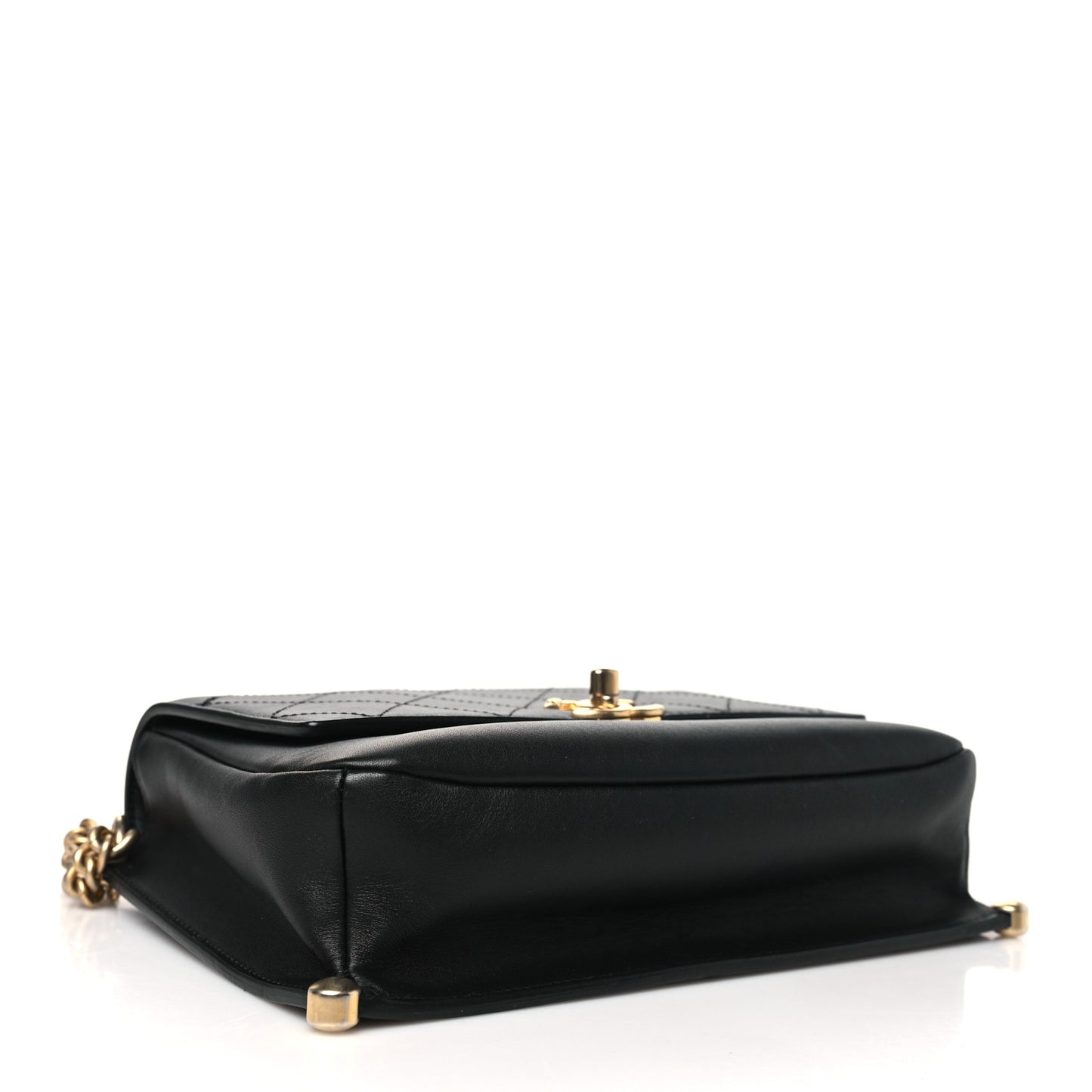 Calfskin Stitched Flap Black