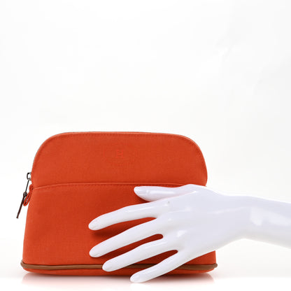 Hermes Cotton Canvas Mini Bolide Travel Cosmetic Pouch Feu 2 of 7